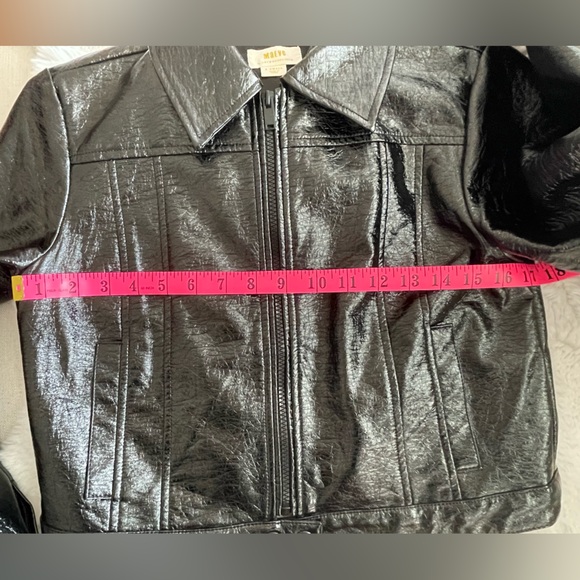 Maeve Crinkle Faux Leather Black Moto Jacket EUC - Picture 5 of 8